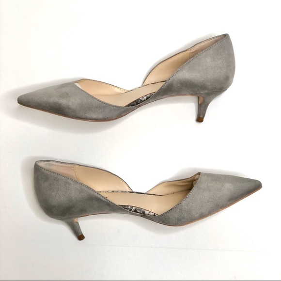 Zara D’Orsay Gray Faux Suede Kitten Heels Pointed - Picture 4 of 7